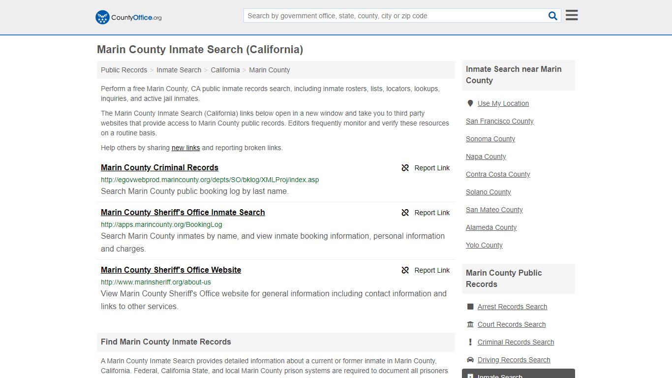 Inmate Search - Marin County, CA (Inmate Rosters & Locators)